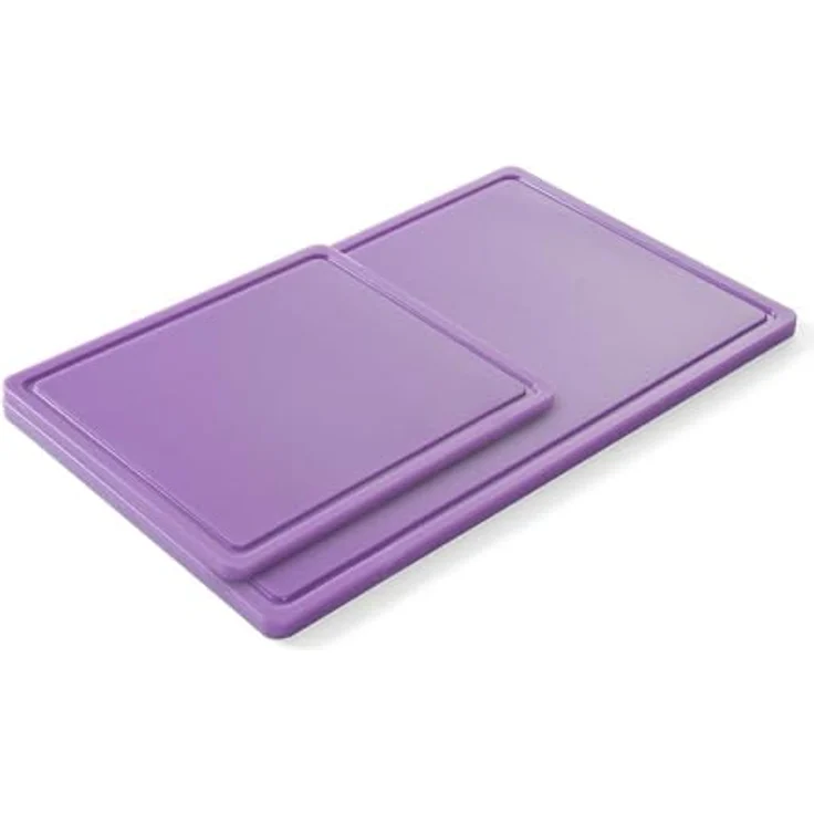 HENDI Schneidbretter, HACCP, Beidseitig nutzbar, eine Seite glatt-eine Seite mit Saftrille, für antiallergisch, GN 1/1, 530x325x(H)15mm, HDPE 500 Kunststoff, violett, purple – Bild 2