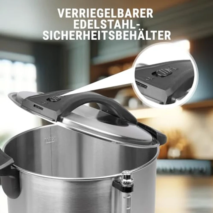 ProfiCook PC-HGA 1196 Heißgetränkeautomat, zum Erhitzen & Warmhalten von z.B. Glühwein-Kaffee-Tee-Punsch oder Suppen, hochwertiges Edelstahlgehäuse, 7 L, Silber – Bild 6