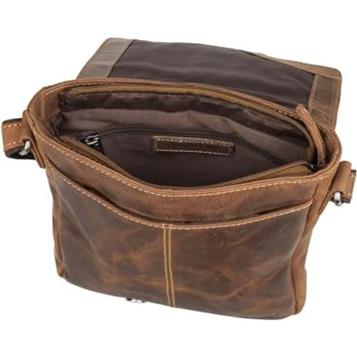 Greenburry Vintage Umhängetasche aus 100% Leder, 22 cm x 4 cm x 24 cm, braun – Bild 3