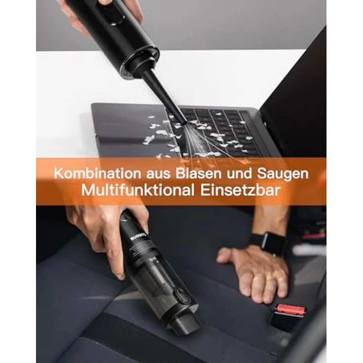 tomons Handstaubsauger, 14000PA Kabelloser Handstaubsauger mit LED-Licht, 3-in-1 Autostaubsauger mit HEPA-Multifiltration, Blauer Kleiner Staubsauger für Haus, Auto und Outdoor – Bild 3