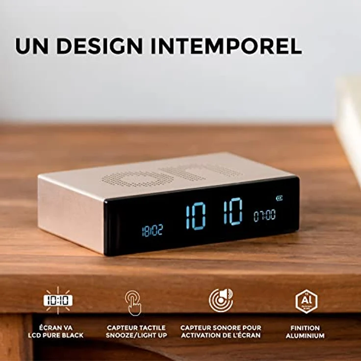 Lexon FLIP Premium LCD-Wecker (Alu Poli) – Bild 4