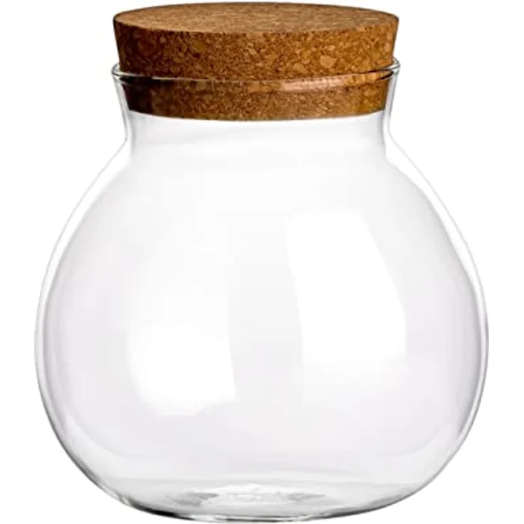 gouveo 6er Set Vorratsglas 600 ml "Kugel", rundes Borosilikatglas mit Korkverschluss, luftdicht und dekorativ – Bild 2