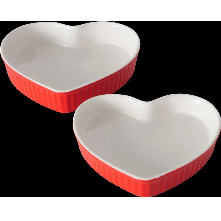 Boltze Home Sweetheart, Backform Set aus hochwertiger New Bone Keramik, mehrfarbig mit charmantem Herzmotiv