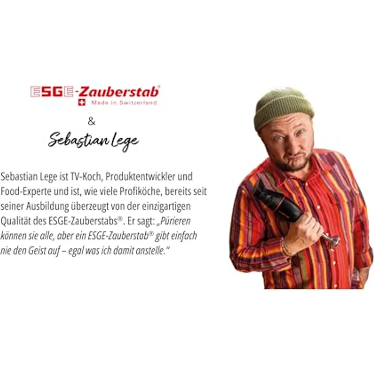 ESGE-Zauberstab Design Edition 91001/91003/91012/91021/91022, Stabmixer mit 200 W, bis zu 17.000 U/Min, AC-Motor, inkl. Multimesser und Schlagscheibe – Bild 7