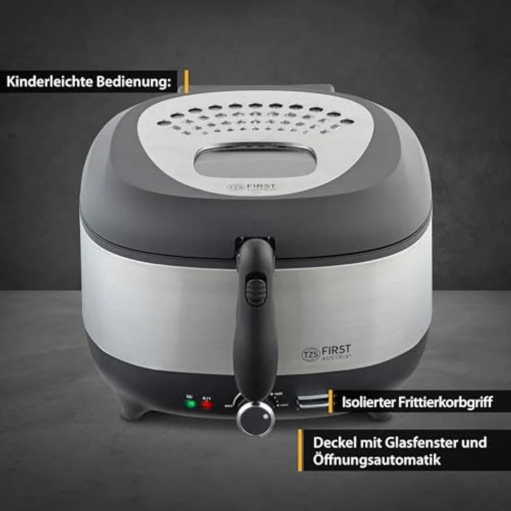 TZS First Austria Fritteuse | 3,5 Liter Fassungsvermögen | Antihaftbeschichtung | isolierter Griff des Frittierkorbs | Luftfilter aus Metall | 1800 Watt – Bild 4