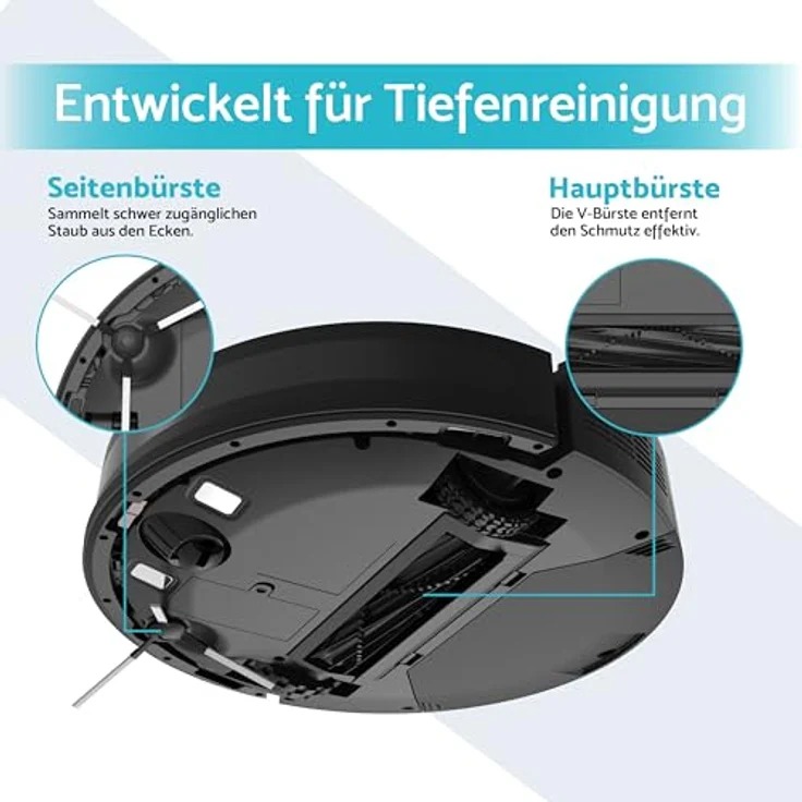 AECO Saugroboter VacuBot X3, Staubsauger-Roboter mit 5000Pa Saugkraft, Schwarz – Bild 3