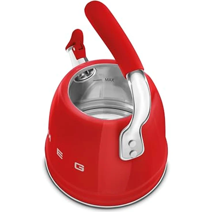 Smeg WKF01RD Wasserkocher, 2,3 l im 50er-Jahre-Design, rot/silber, Edelstahl, für alle Herdarten geeignet – Bild 7