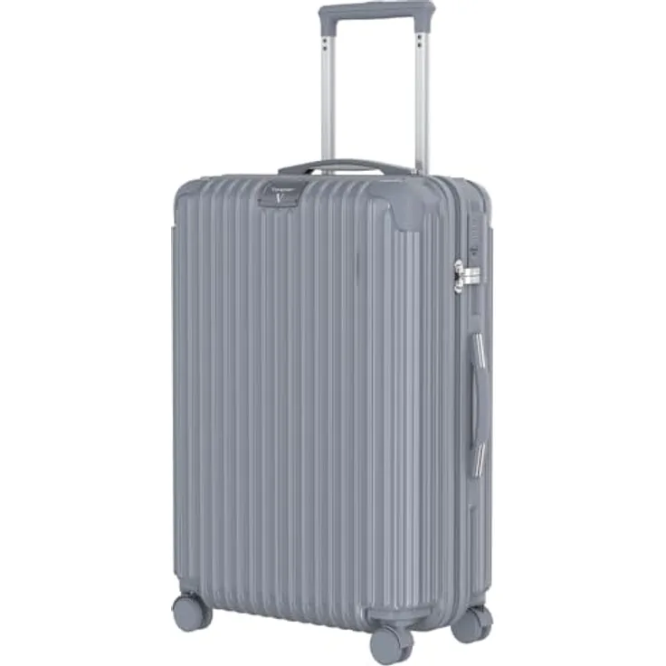 Voyagoux Hartschalenkoffer 116L, großer Reisekoffer mit TSA-Schloss, 4x 360° Rollen, leicht und robust, 75x29x47cm, Grau