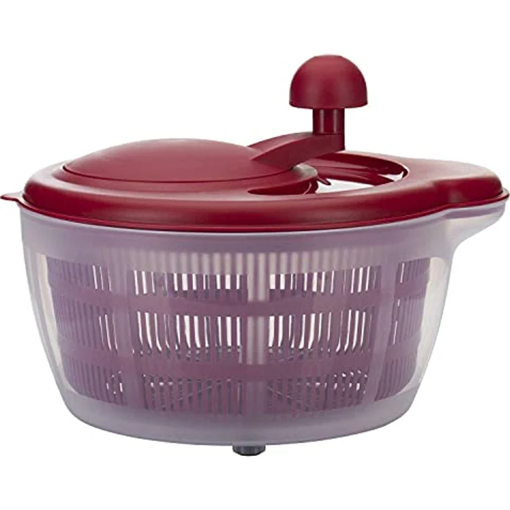 Westmark Salatschleuder, Kunststoff, Durchmesser: 26 cm, Höhe: 21,5 cm, Fassungsvermögen: 5 Liter, Fortuna, Rot-Transparent, 24322260 – Bild 2