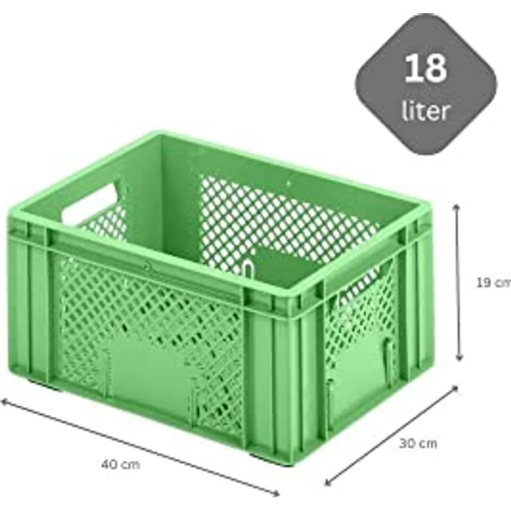 PROREGAL CHEFGASTRO SuperSparSet 5x Eurobehälter Obst- und Gemüsekasten | HxBxT 19x30x40cm | 18 Liter | Grün | Stabiler Obst- & Gemüsekasten für Gewerbe & Heimarbeit – Bild 4