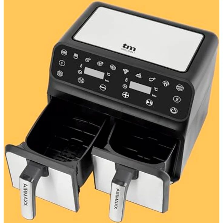 TM Electron TMPFR200 AIRMAXX Ölfreie Fritteuse mit Doppelfach, 8L Gesamtkapazität, SYNC- und MATCHCOOK-Funktionen, Touchscreen, 1700 W, Antihaftbeschichtung – Bild 3