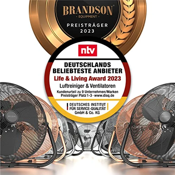 Brandson Windmaschine Retro Stil 120 Watt - Ventilator in Chrom - Standventilator 50cm - Bodenventilator - hoher Luftdurchsatz - stufenlos neigbarer Ventilatorkopf - Silber – Bild 2