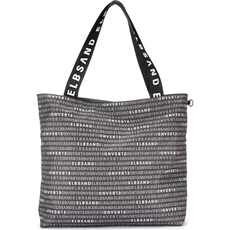 Elbsand Shopper Strandtasche XXL, vegane Handtasche mit Allover-Logoprint und herausnehmbarer Innentasche