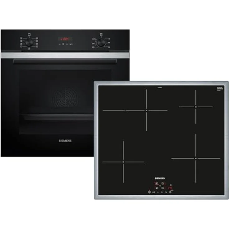 Siemens Set PQ212XA02Z, Pyrolyse Backofen Edelstahl HB273ABS3 mit 5 Backofenfunktionen + Induktionskochfeld EH64KBFB5E, 60 cm mit powerBoost-Funktion – Bild 1