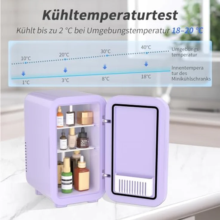 YASHE Mini-Kühlschrank MFA-6L-H, 6 L, Lila, Kühlen/Warmhalten mit AC- und DC-Kabel – Bild 4