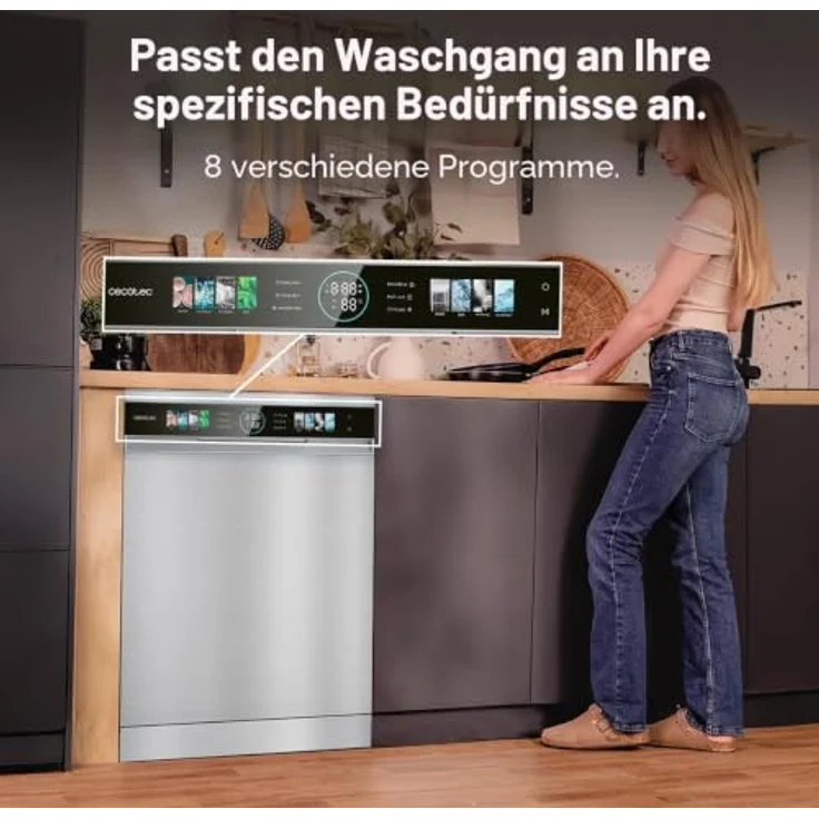 Cecotec Bolero Aguazero 6320, Geschirrspüler aus Edelstahl mit 15 Maßgedecken und 8 Waschprogrammen, inklusive Smart Wash-Technologie und Turbo Dry+ – Bild 5