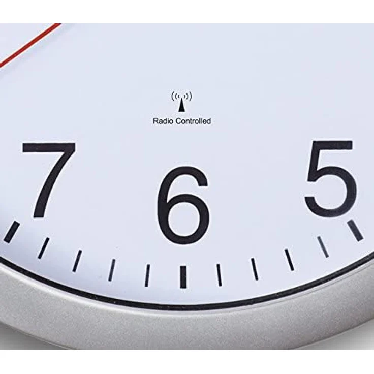 Maul Wanduhr MAULrun Ø 25 cm | stilvolle Funkuhr mit automatischer Zeiteinstellung | ideal für Wohnzimmer, Schlafzimmer, Küche, Arbeitszimmer und Büro | gut lesbar mit großen Ziffern | Silber – Bild 2
