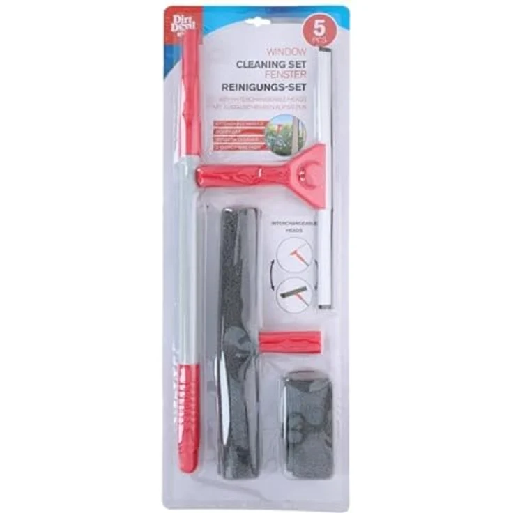 Dirt Devil Fensterwischer-Set - Teleskopstiel 57-129 CM - 2x Mikrofasertuch - Grau/Rot – Bild 5