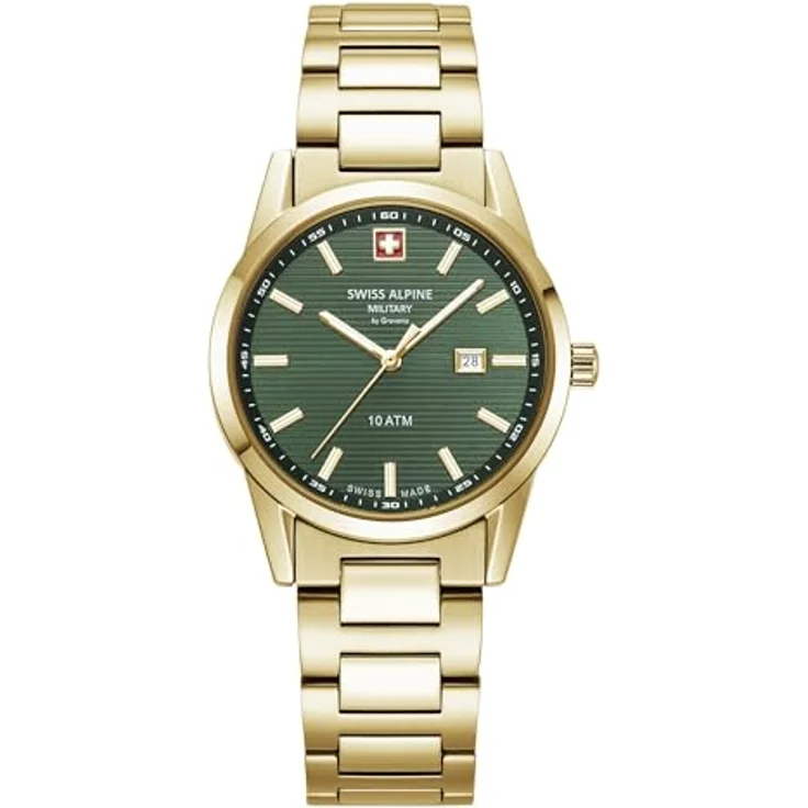 Swiss Alpine Military Damen Uhr Analog Quarz 7767.1114SAM Edelstahl, grünes Zifferblatt mit Leuchtzeiger – Bild 1