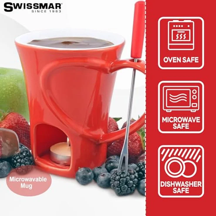 Sweetheart 4 tlg. Fonude Set- Minifondue, Schokofondue, Käsefondue, Fonduegabeln, Fonduetasse, Teelichtfondue – Bild 6