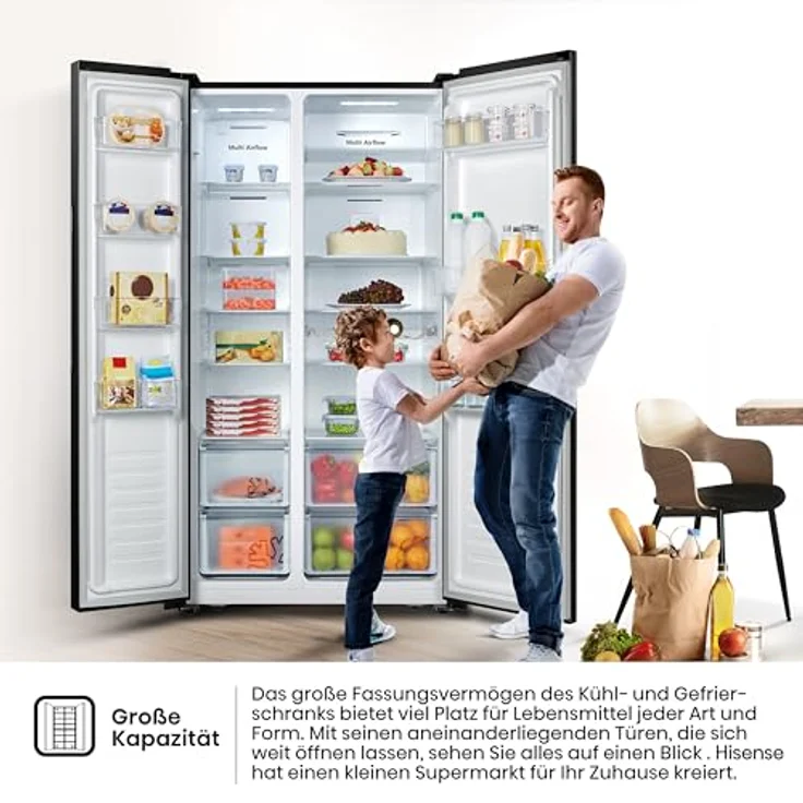 Hisense RS677N4BFD Side-by-Side-Kühlschrank, freistehend, schwarz, Energieklasse D – Bild 13