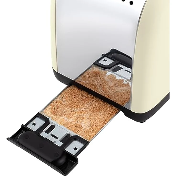 Russell Hobbs Toaster [für 2 Scheiben] Colours Plus Edelstahl Creme (extra breite Toastschlitze, inkl. Brötchenaufsatz, 6 Bräunungsstufen + Auftaufunktion, Lift & Look-Funktion, 1600W) 26551-56 – Bild 5