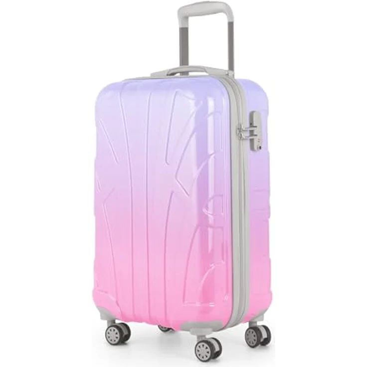 suitline Handgepäck Hartschalen-Koffer Trolley Rollkoffer, 55 cm, 34 Liter, PC glänzend, Gradient Design Sakura – Bild 1