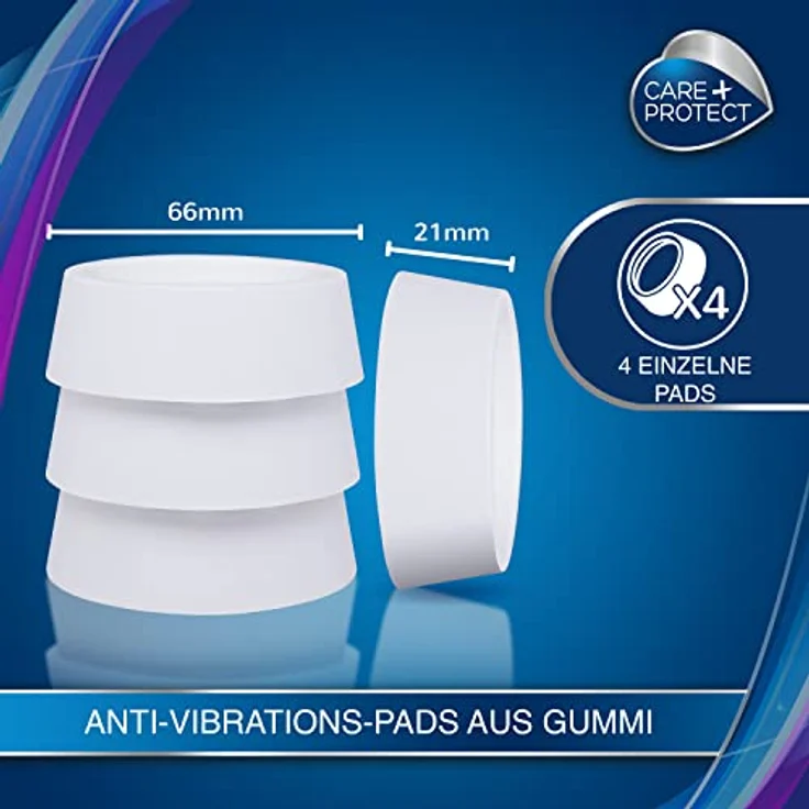 CARE+PROTECT Antivibrationsfüße aus Gummi, Universell, für Waschmaschinen, Trockner und Waschtrockner, Reduzieren Schwingungen & Geräusche, Verbessern die Stabilität – Bild 3