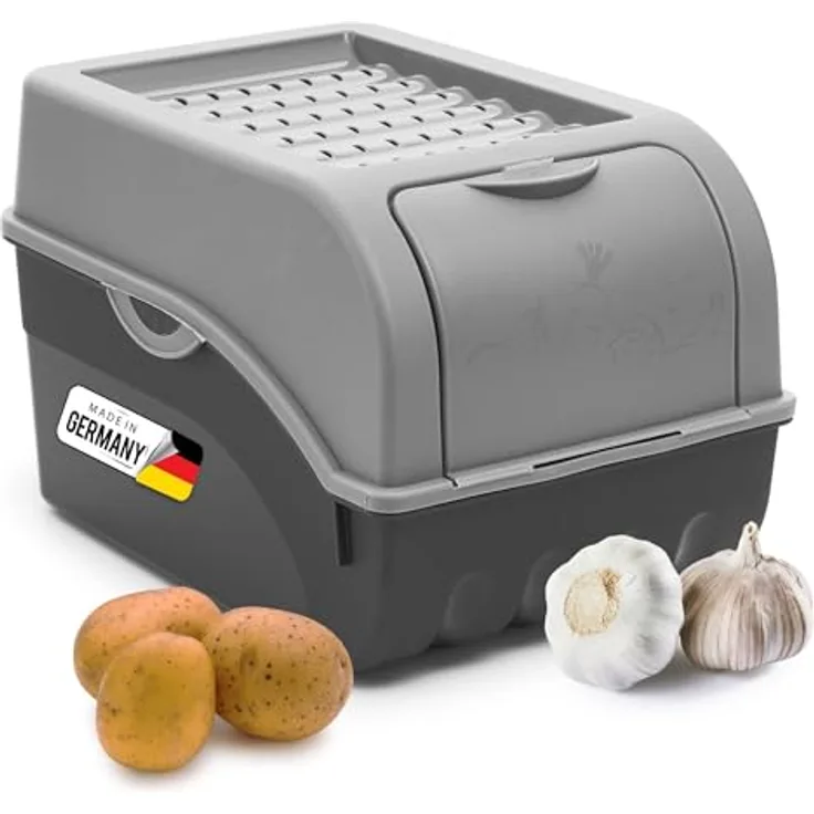 Novaliv Gemüseboxen Vorratsbehälter 5l Grau mit großer Öffnung und idealer Luftzirkulation