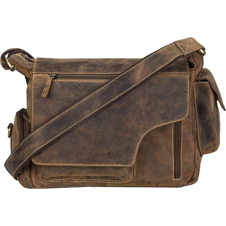 Greenburry Umhängetasche Vintage Leder Schultertasche 1763AM, Handarbeit, Großes Hauptfach, Magnetknopf – Bild 1