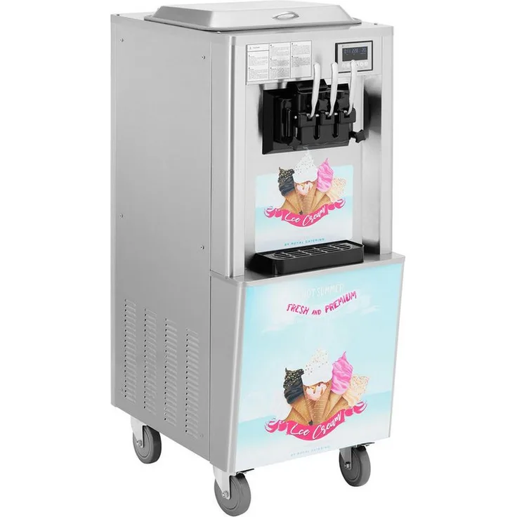 Royal Catering Softeismaschine 33 l/h Frozen Joghurt Sorbet Gastro 2140 W 3 Sorten, Silbern