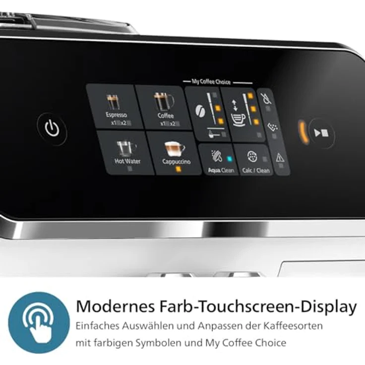 Philips 2300 Serie Vollautomatische Espressomaschine - 4 Getränke, modernes Farb-Touchscreen-Display, LatteGo-Milchsystem, SilentBrew, Keramikmahlwerk, AquaClean-Filter. Weißes Chrom (EP2333/40) – Bild 4
