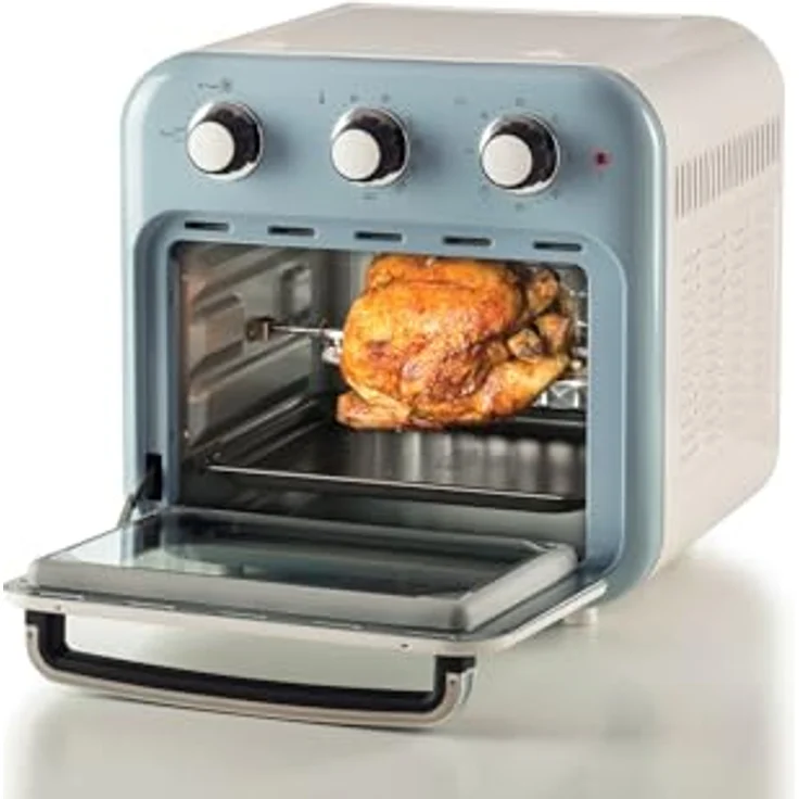 Ariete 4632 Vintage Heißluftfritteuse und Backofen, 1400 W, 2in1, 16 l Fassungsvermögen, inklusive Zubehör, 60-Minuten-Timer, Doppelglas, Celeste – Bild 2