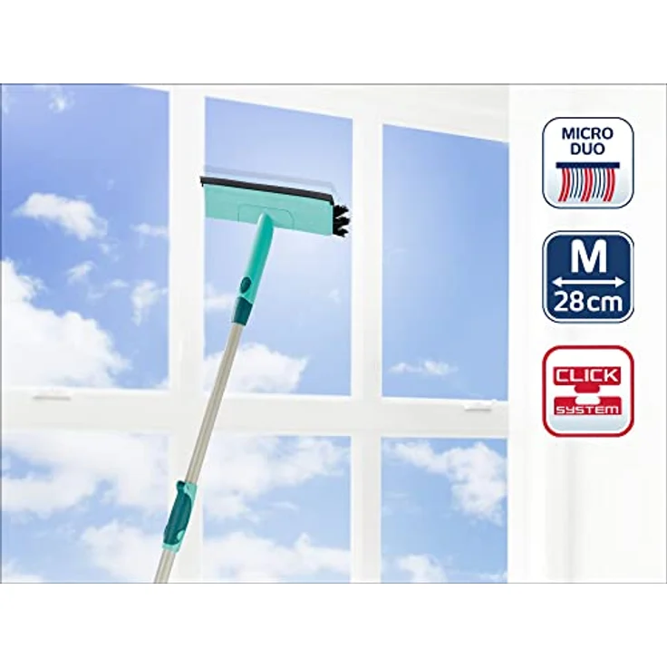 Leifheit Fensterwischer mit Bürste und Teleskopstiel Fensterreiniger 51104 – Bild 2