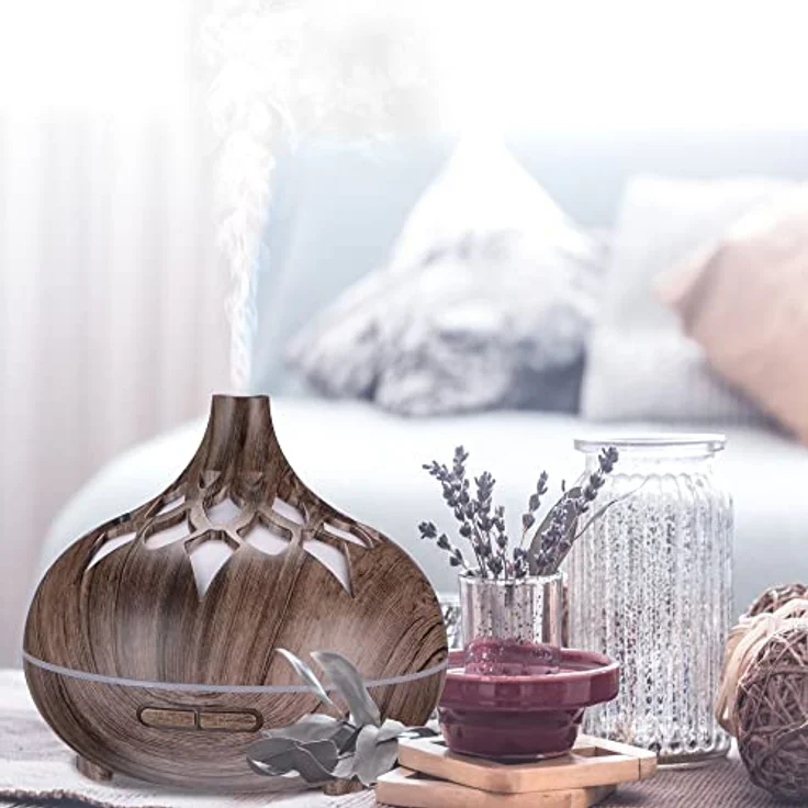 Sixtol Aroma Diffusor Palm grau Holz 500ml, Design elektrischer Luftbefeuchter – Bild 3