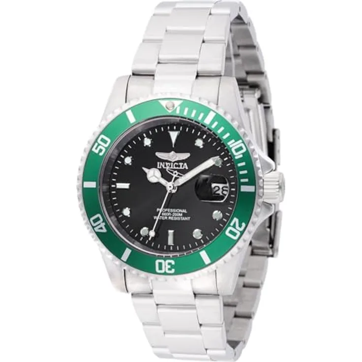 Invicta Pro Diver 47353, Edelstahl Herren Quarzuhrwerk, 40mm, schwarzes Zifferblatt, 20 bar wasserdicht, 2 Jahre Garantie