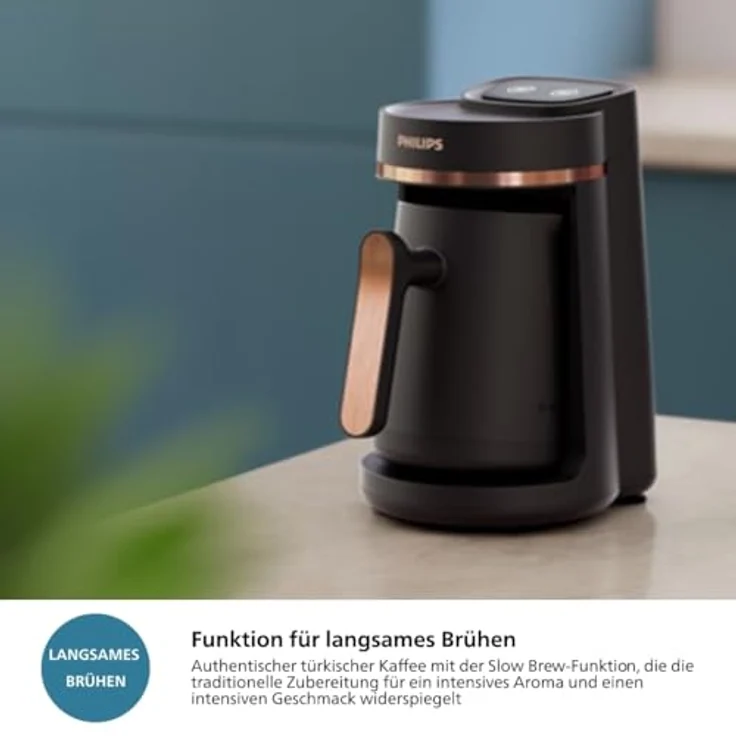 Philips Kaffeebereiter HD150/60 Türkischer Kaffeekocher 5000 Series, mit langsamer Brühfunktion u. Überhitzungs- und Überlaufschutz, Ton- und Leuchtanzeige, 4 Tassen, weiß – Bild 2