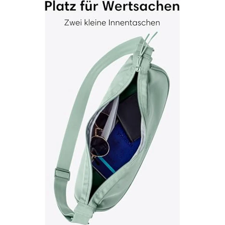 LARKSON Solveig Medium Crossbody Bag, halbrunde Umhängetasche im Halbmond Design, wasserabweisend, Mint – Bild 5