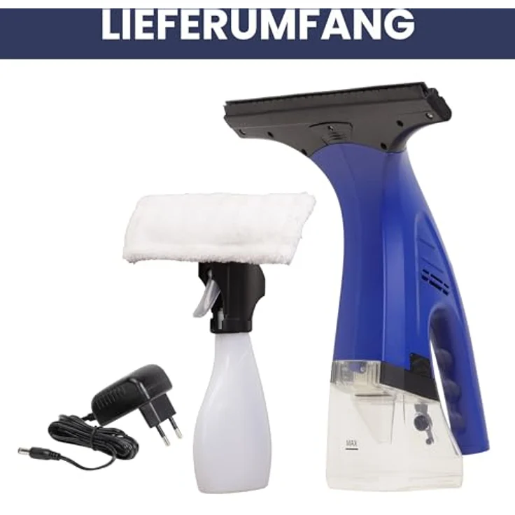 Sommertal Akku-Fenstersauger Set, 1600Pa Saugleistung, 25 Min Akkulaufzeit, inkl. Sprühflasche & Mikrofaserpad, streifenfreier Fensterputz – Bild 7