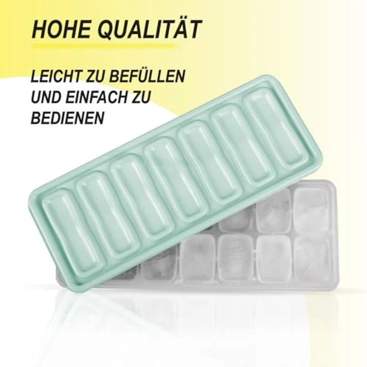 Bestgoodies Eiswürfelbehälter mit Deckel, 14 Fächer, Gefriertauglich bis -30°C, aus hochwertigem Kunststoff, Grün, 1er Set – Bild 4