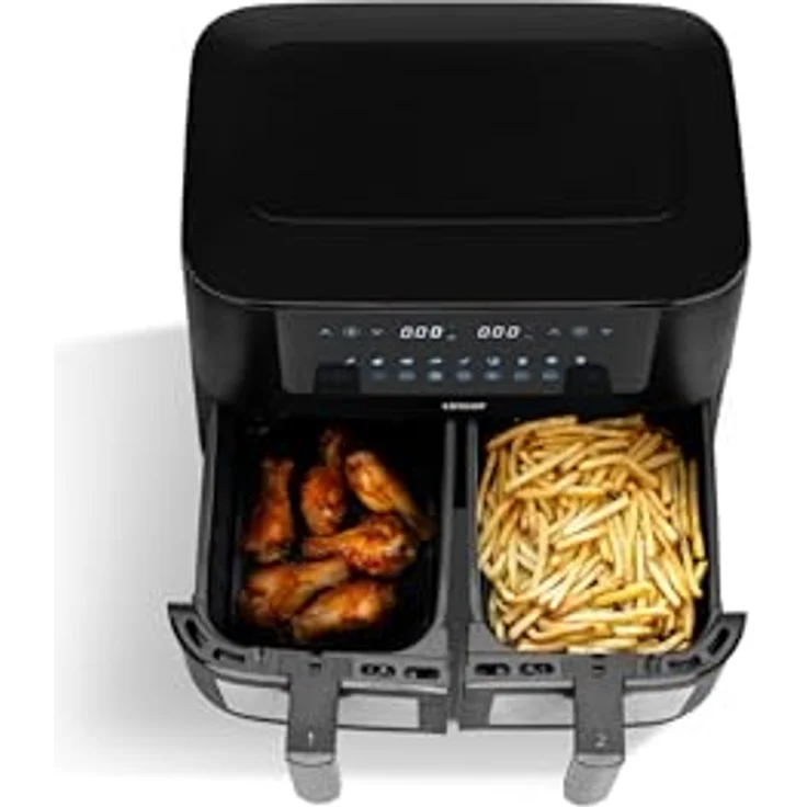 Linsar Dual Zone Heißluftfritteuse mit Doppelkammer, 8L Air Fryer 2 Körben, Touchscreen, Dual Cook, Schwarz – Bild 4
