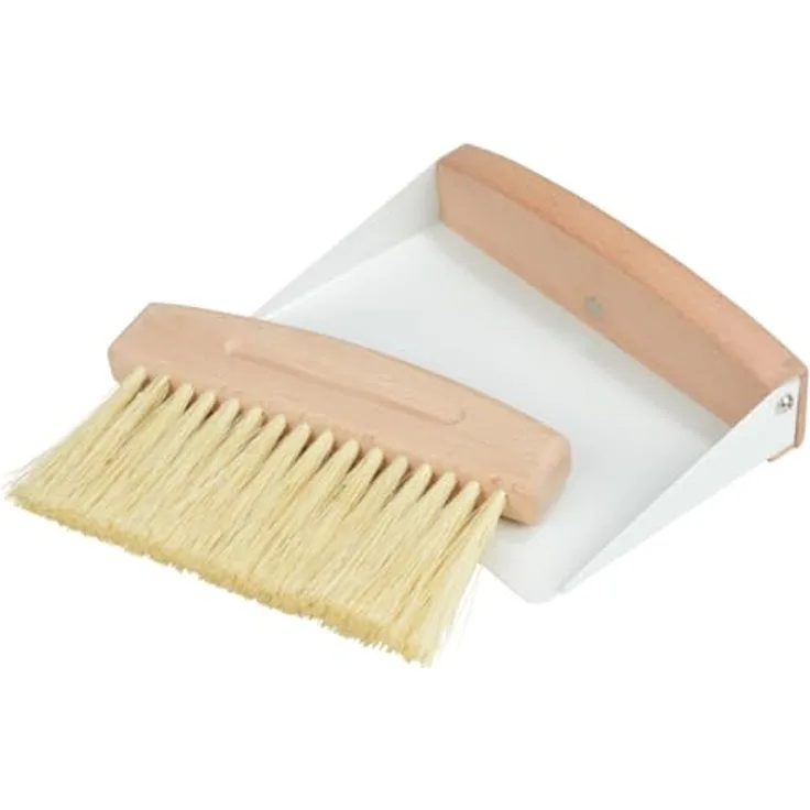 Macosa Home Kehrgarnitur, Tischbesen und Schaufel Set in Braun Weiß, 2-tlg., ideale Größe für Tische und Arbeitsflächen, nachhaltige Sisalbürsten
