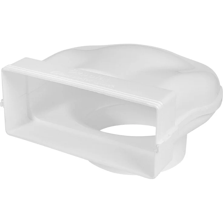 Air-Circle Ploché potrubí 220x90mm bis Ø 150mm, Vychylovací kus für Küchenventilationssysteme, weiß, strömungsoptimierte Form mit Muffen für Rund- und Flachkanal