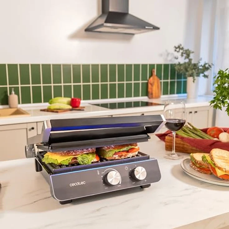 Cecotec Elektrischer Grill Rock'nGrill Blaze Neon – Leistung 2200 W, 180° Öffnung, abnehmbare Platten, große Oberfläche 29 x 23 cm – Bild 4