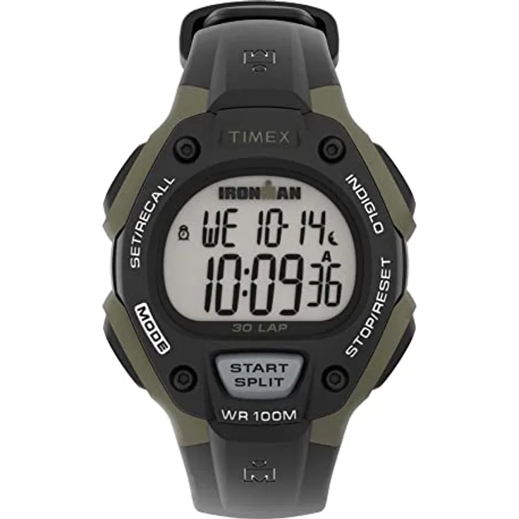 Timex Ironman Classic 38mm, Digitaluhr mit Stoppuhr, Timer und Alarm, schwarzes Kunststoffband
