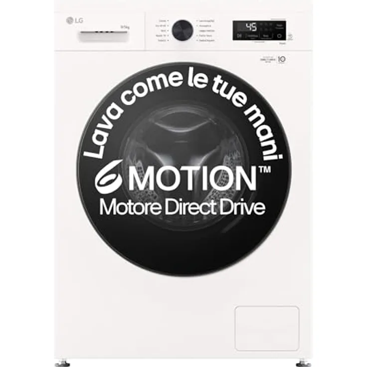 LG W4NX1095NWB, Waschtrockner Freistehend Frontlader, 9 kg Waschen, 5 kg Trocknen, weiß, Energieeffizienzklasse A/E, 1400 U/min, vielseitige Programme, Aquastop