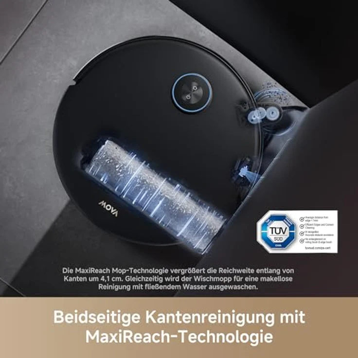 Mova Z60 Ultra Roller Complete, Saugroboter mit Wischfunktion, 700 W, Warmwasser-Wischsystem, 28.000 Pa, Hindernisüberwindung, App-Steuerung – Bild 5