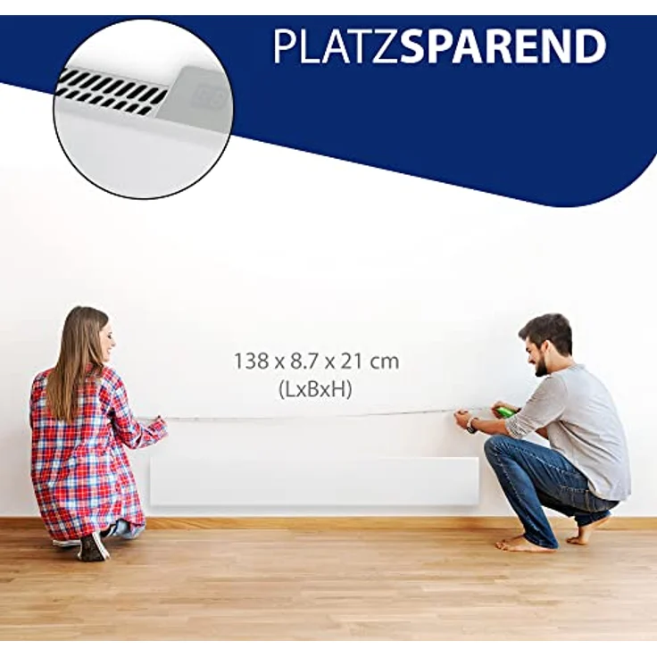 Adax Neo L - Intelligente Wifi Wandkonvektor | Heizkörper Elektrisch | Smartphone-Steuerung | Elektroheizung Energiesparend | Höhe 210mm | Heizung Elektrisch | 1000W | KWT Weiß | IP24C, Class II – Bild 4
