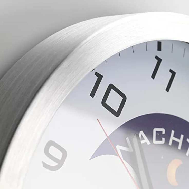 Fysic FK150, analoge Wanduhr für Demenzkranke mit extra großem Zifferblatt und Tageszeit-Anzeige (Tag/Nacht) im Aluminiumgehäuse – Bild 4
