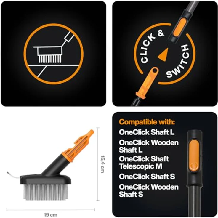 Fiskars Fugenbürste 1080697 QuikFit™, 2-in-1 Werkzeug mit gehärteter Stahlklinge und Stahlbürste für chemiefreie Fugenpflege – Bild 2